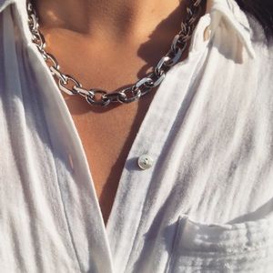 Brand new chunky thick silver chain necklace